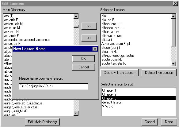 New Lesson Dialog
