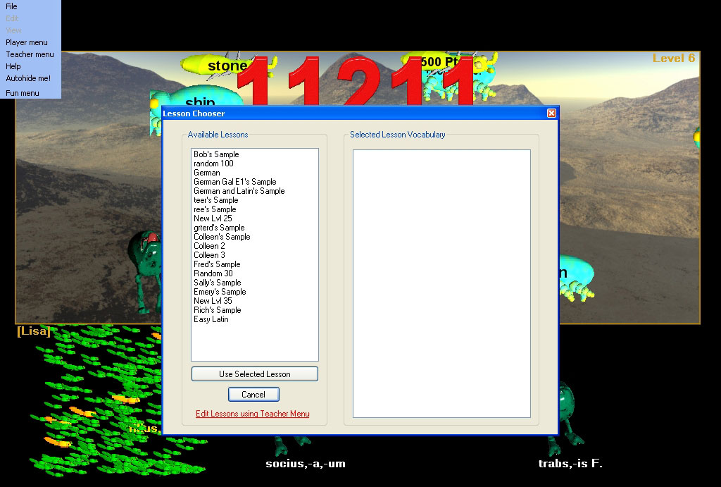 Hungry Frog German Lesson Chooser
