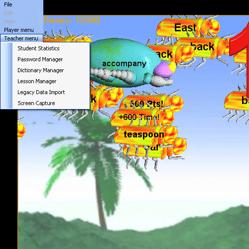 German language learning game Teacher Menu