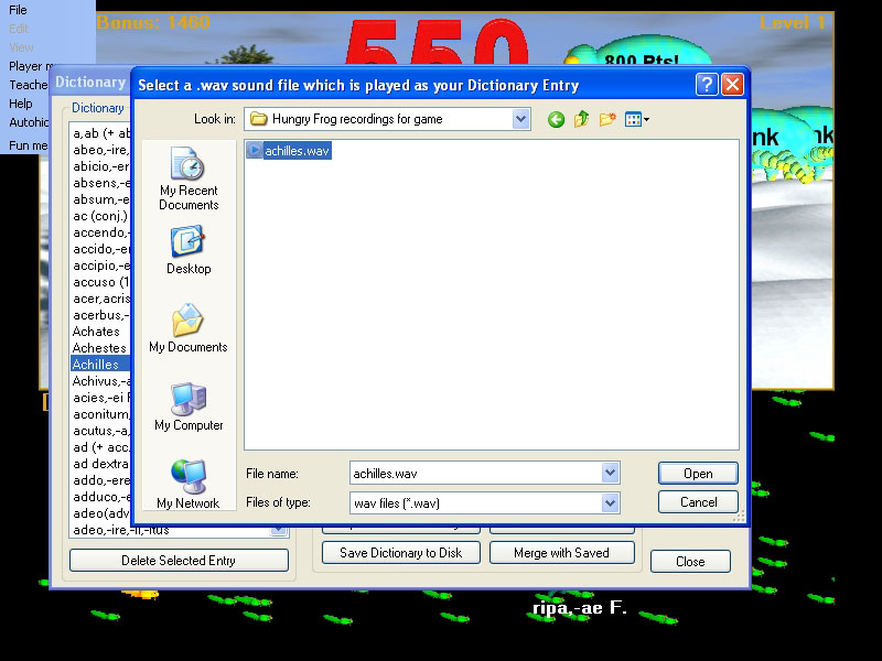 Latin dictionary definition for Achilles spoken aloud