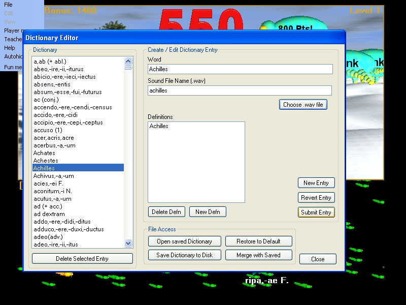 Latin dictionary definition for Achilles updated .wav file