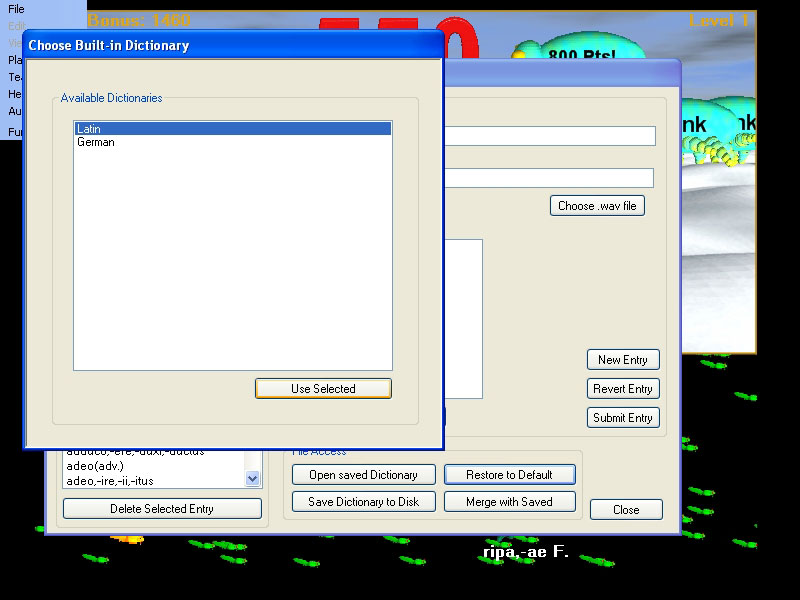 Latin German dictionary picker